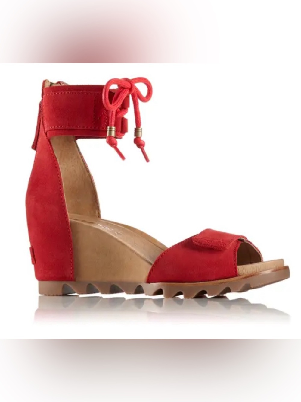 Sorel Joanie Ankle Lace Suede Sandal Bright Red